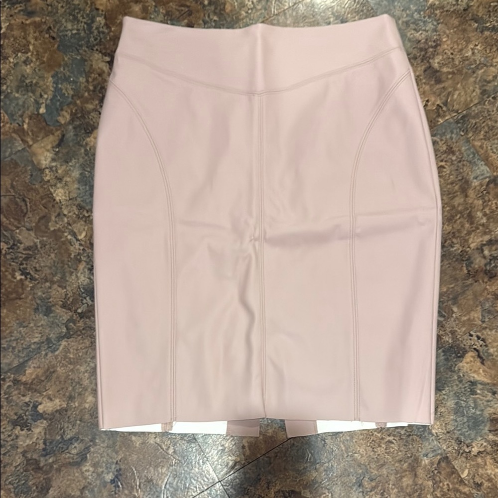 Express Elegant Pink Faux Leather Pencil Skirt